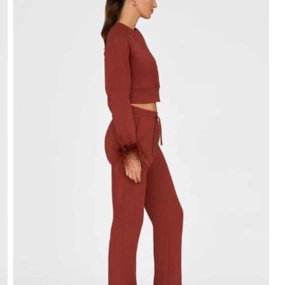 Rada Feather Trim Pant Burgundy from Noli - Picture 2 of 7
